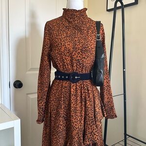 Chicwish Leaf Gathering Asymmetric Frilling Dress